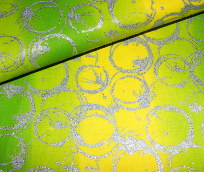 Designer-Baumwollstoff Mixology (Rings Ombre) grün/gelb(10 cm)